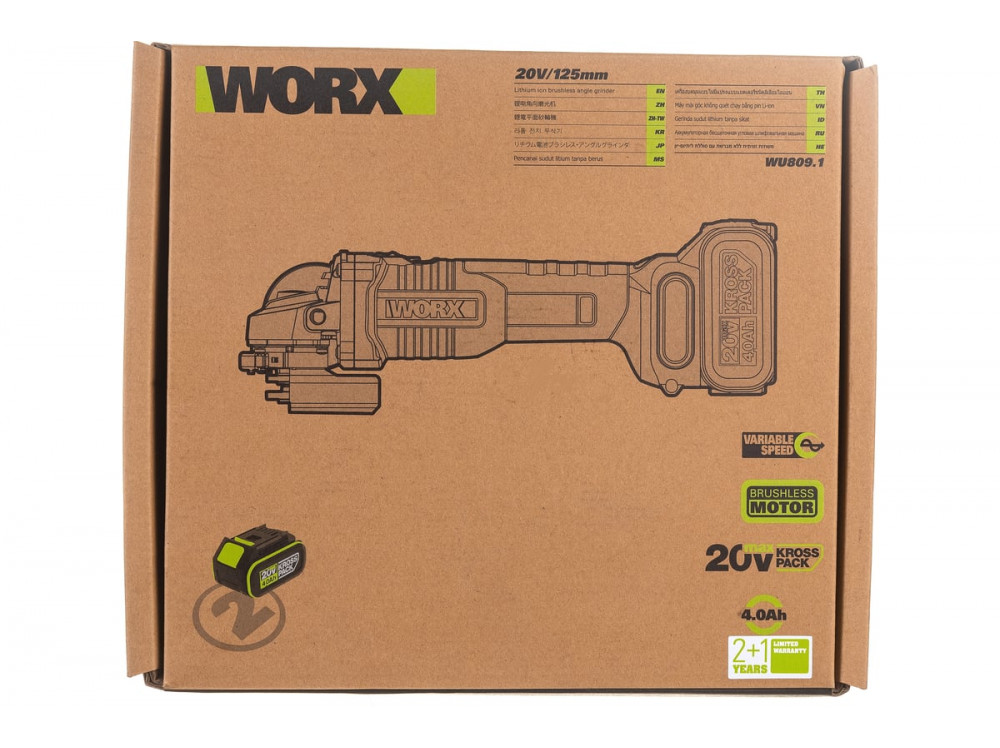 Угловая шлифмашина аккумуляторная WORX Professional WU809.1 Угловая шлифмашина аккумуляторная WORX Professional WU809.1