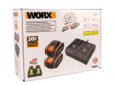 Комплект WORX WA3611: Двойное Зарядное устройство WORX WA3883 + 2 Акб 4.0 А/ч