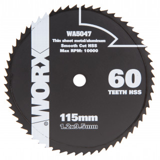 Пильный диск по металлу WORX WA5047 60T HSS